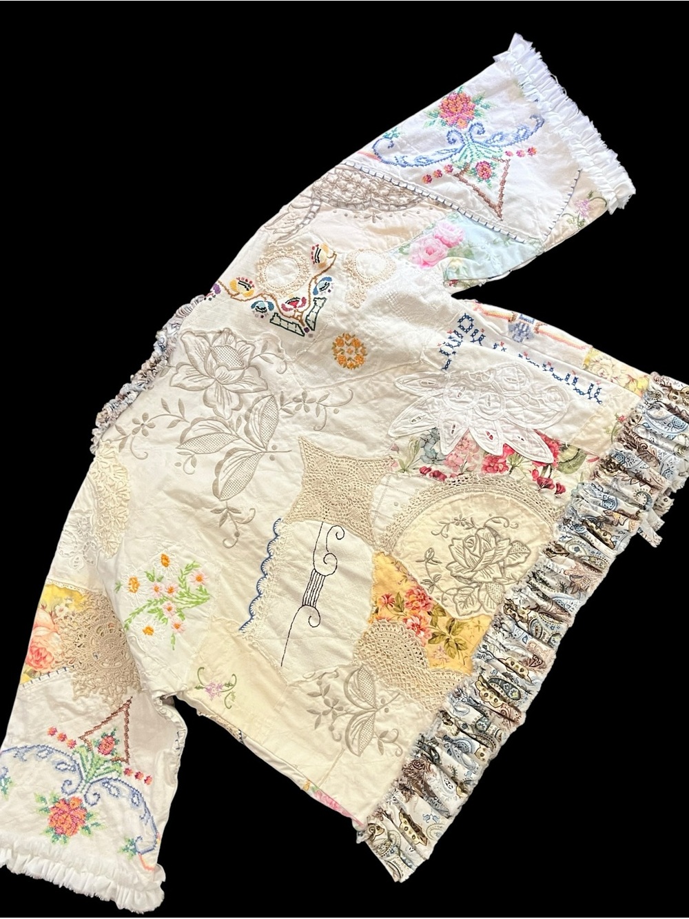 Embroidered Patchwork Open DIY Jacket Women’s Boho Art To Wear M Lightweight - Picture 2 of 16